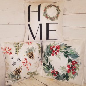 NEW Christmas Winter Holiday Pillow Covers 18x18 - Set of 3